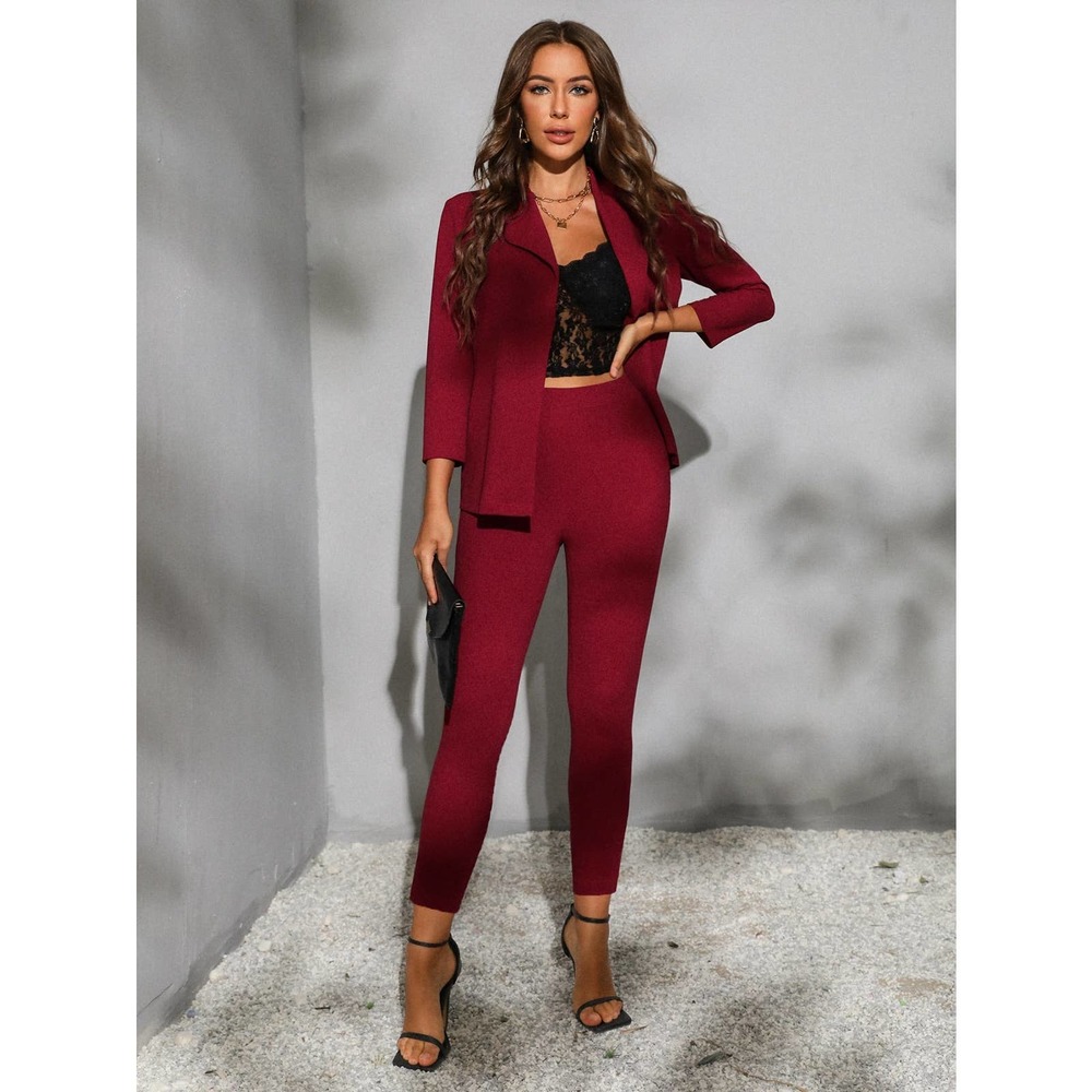 2 piece set pantsuit Open Front Blazer jacket & dress Pants black - Picture 7 of 11